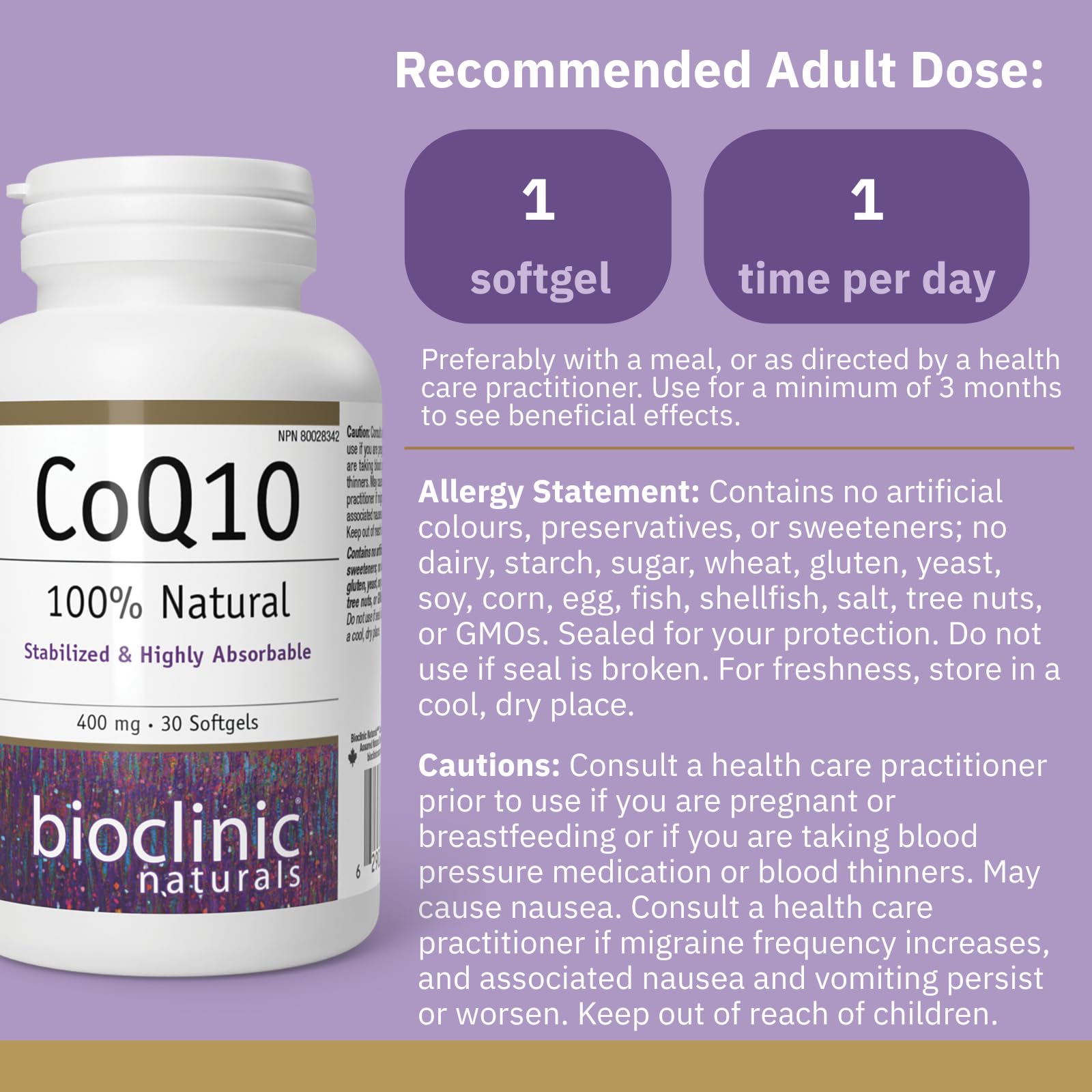 CoQ10 Bioclinic Naturals en cápsulas blandas; mejor absorción para uso diario.