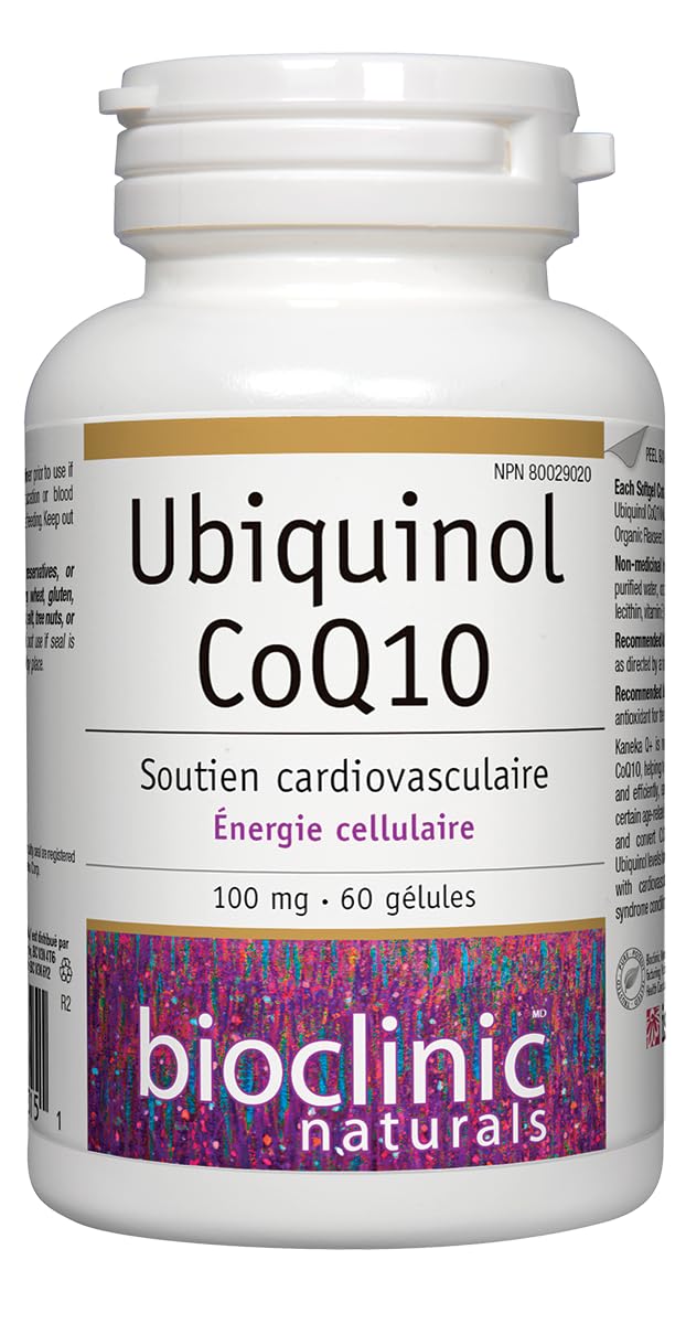 Bioclinic Naturals Ubiquinol: detalle de etiqueta mostrando proceso de producción