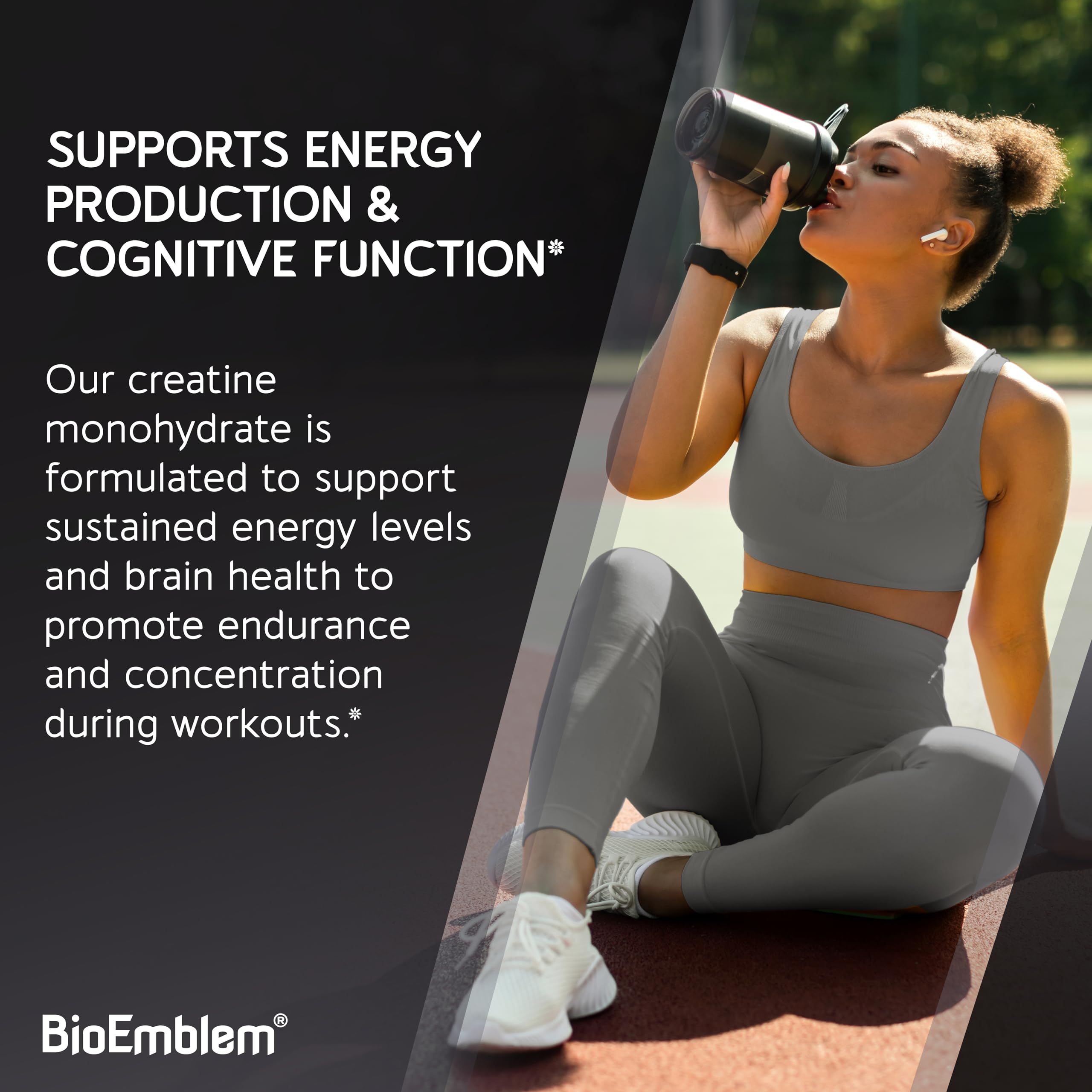 BioEmblem creatina monohidrato impulsa energía y rendimiento durante entrenamientos
