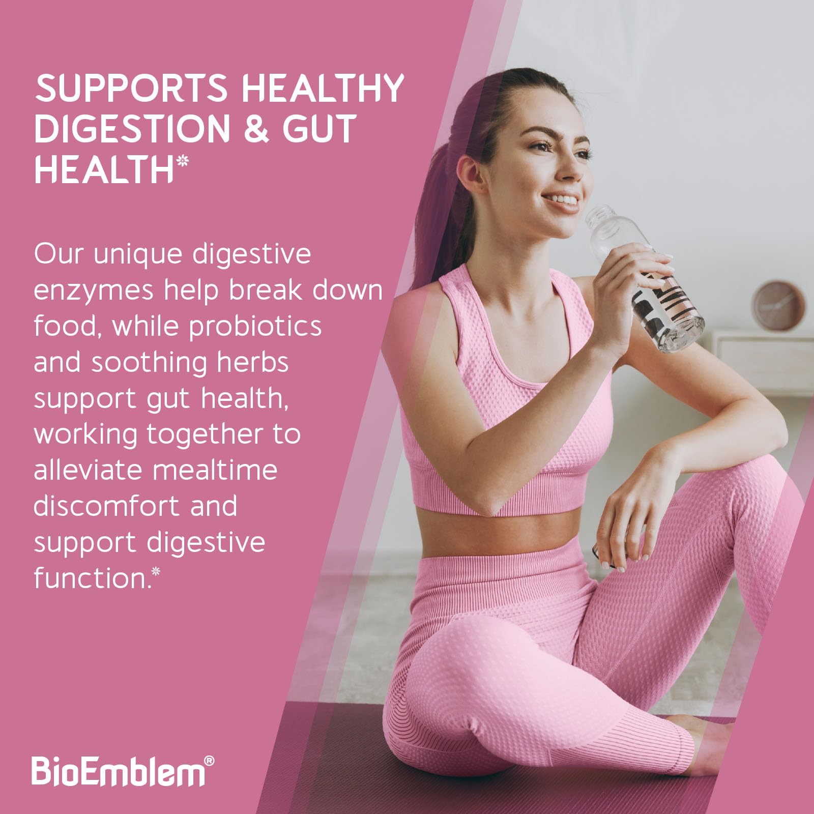 BioEmblem Digestive Enzymes: cápsulas veganas sin gluten para uso diario.