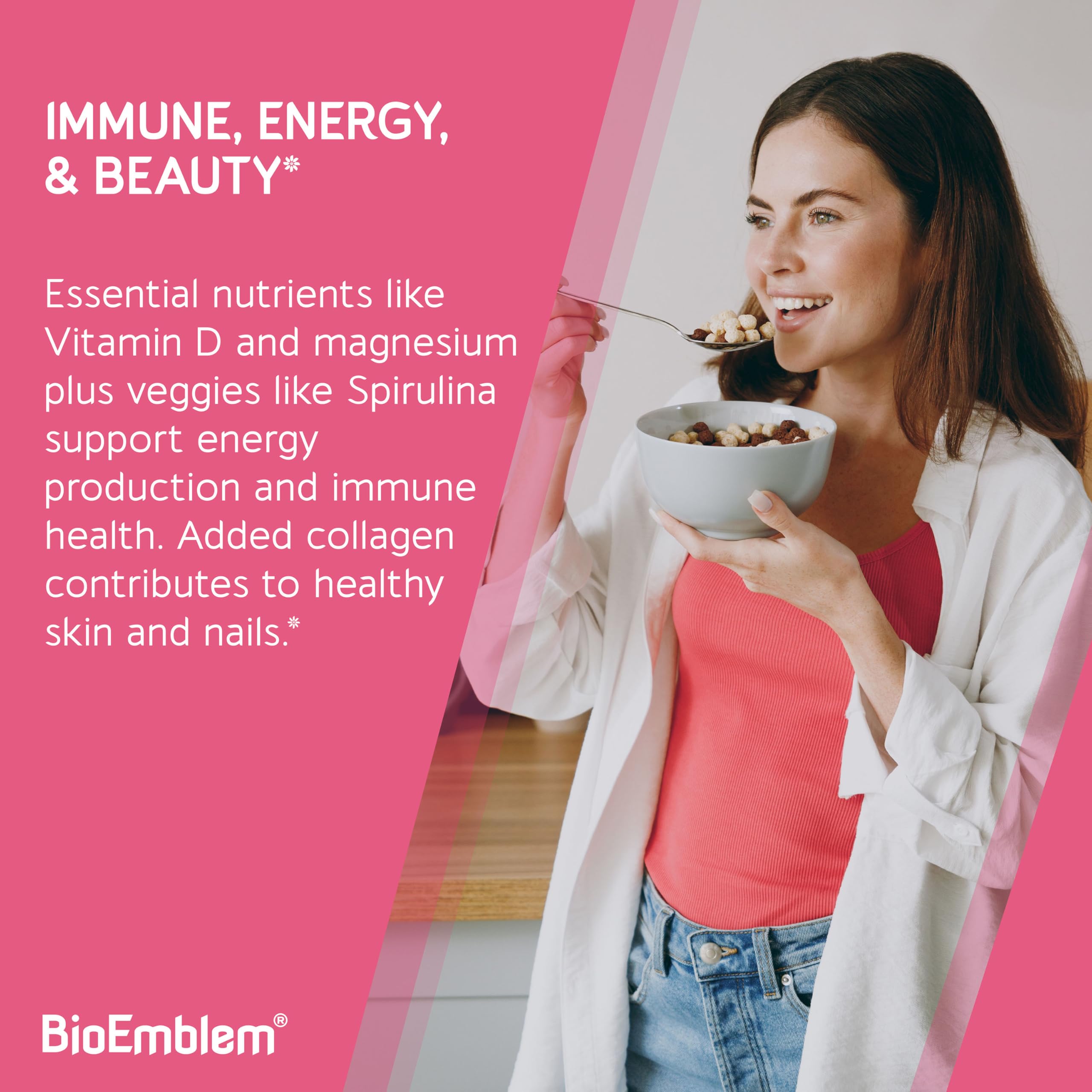 Etiqueta BioEmblem con ingredientes clave para piel y cabello