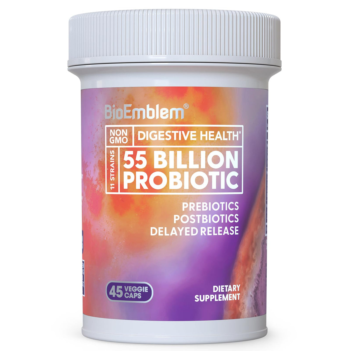 BioEmblem Probióticos: botella visible con cápsulas para apoyo digestivo diario