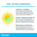 BioEmblem D3 K2 cápsulas vegetarianas aptas para dietas.