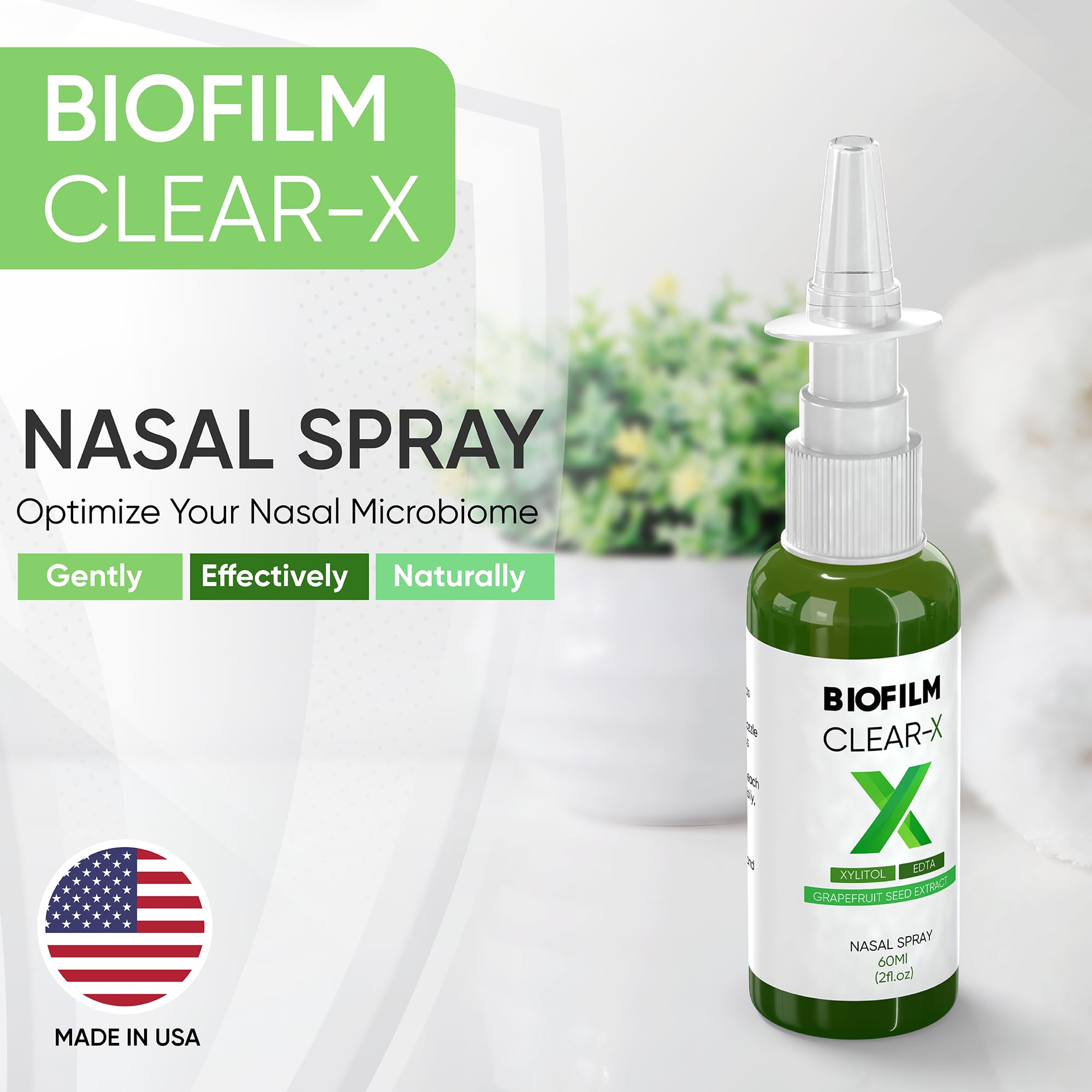BioFilm Clear-X con EDTA y xilitol para limpieza nasal suave