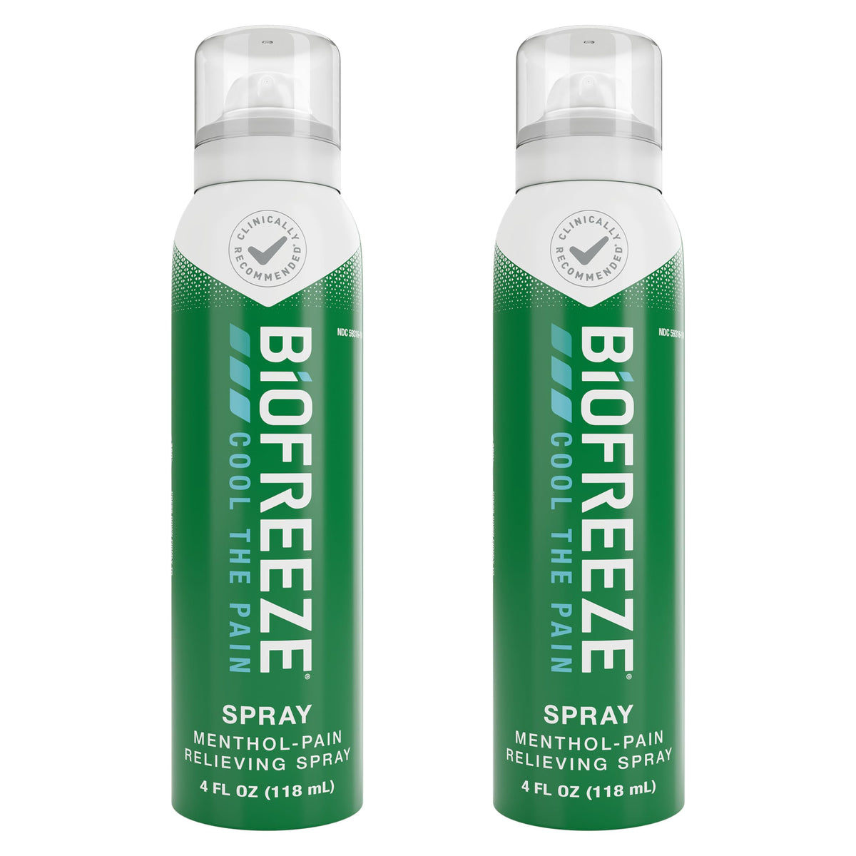 Biofreeze aerosol alivia el dolor con mentol en envase fácil de usar.