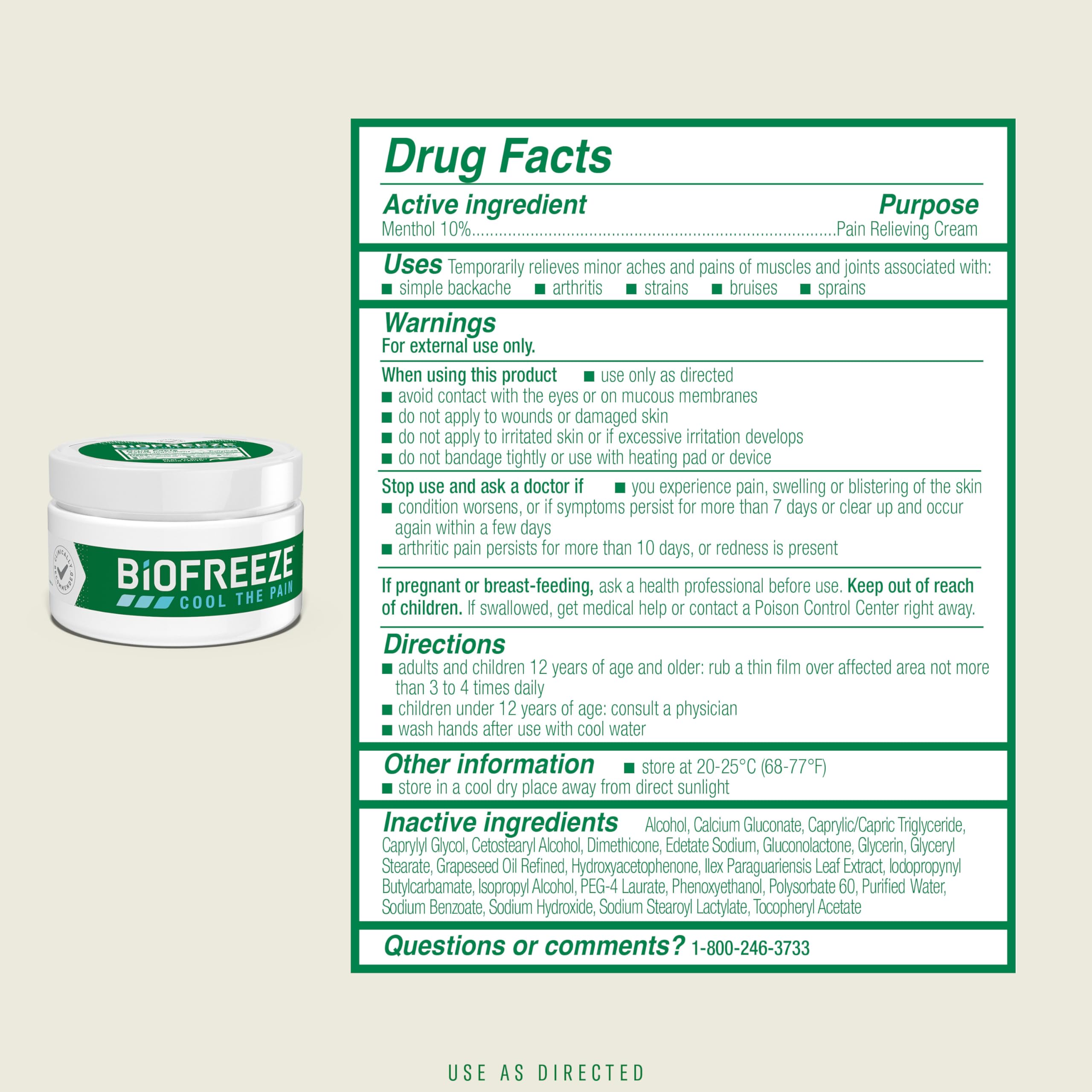 Textura no grasa de Biofreeze Mentol para uso inmediato
