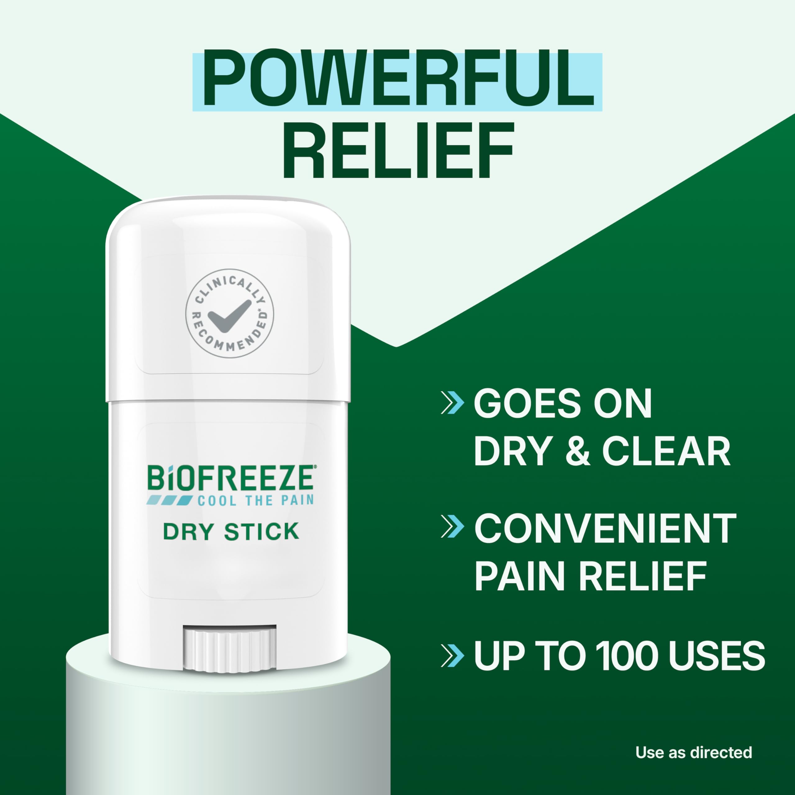 Biofreeze Dry Stick aplicación-seca-y-clara ofrece alivio inmediato sin grasa.