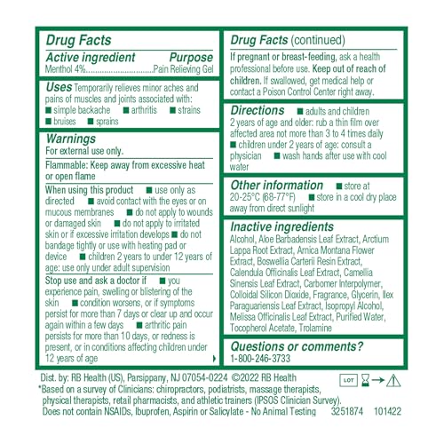 Biofreeze nocturno mentolado, sensación fría