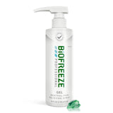 Biofreeze Professional Gel, aplicación en la mano, alivio rápido del dolor muscular.