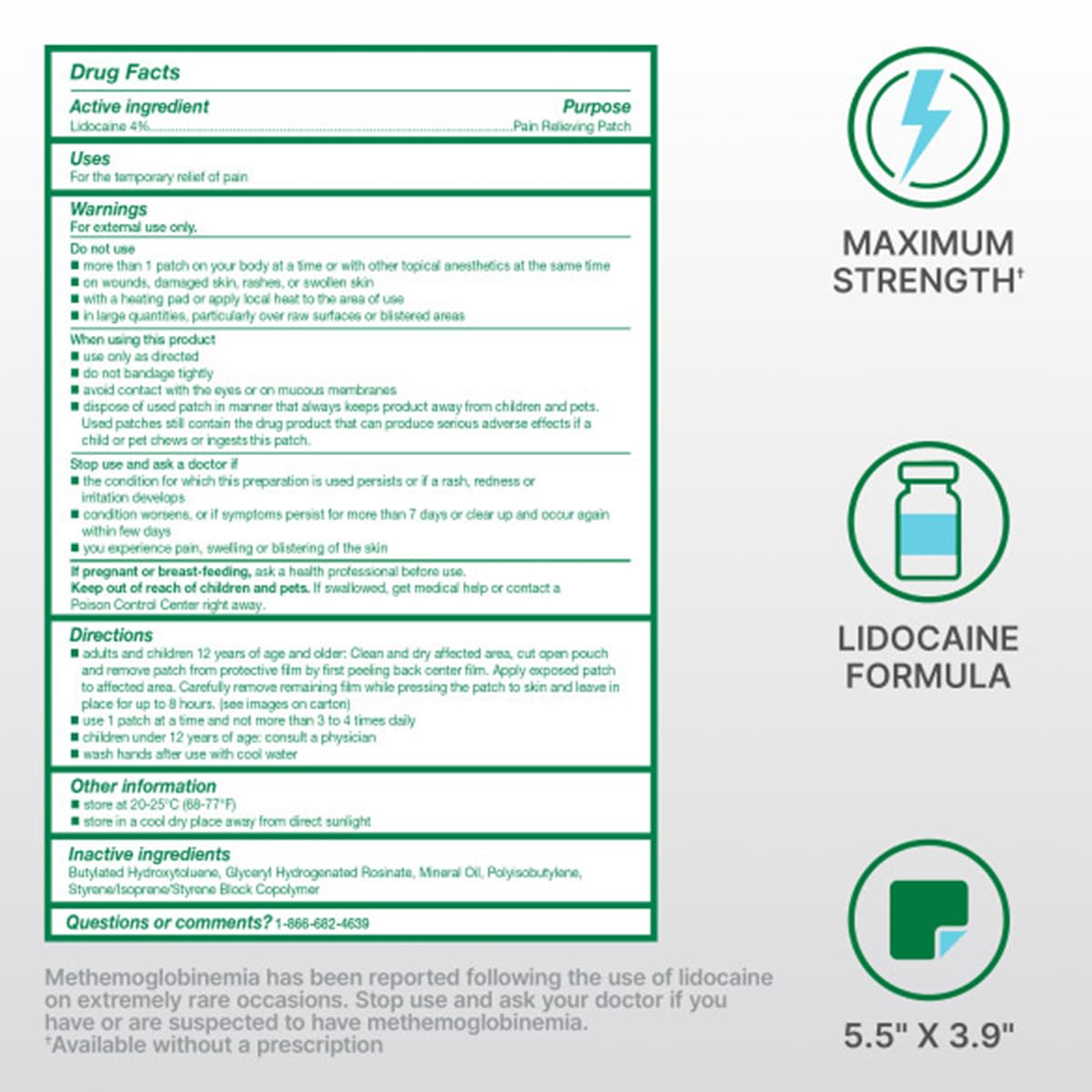 Parche Biofreeze UltraFlex lidocaína: retirada fácil con residuo mínimo.