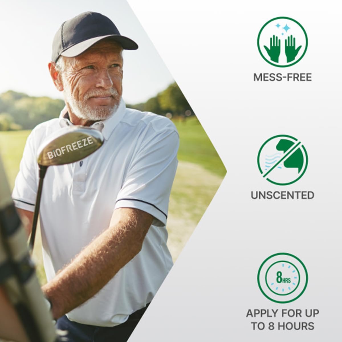 Parche sin fragancia de Biofreeze UltraFlex lidocaína para uso diario.