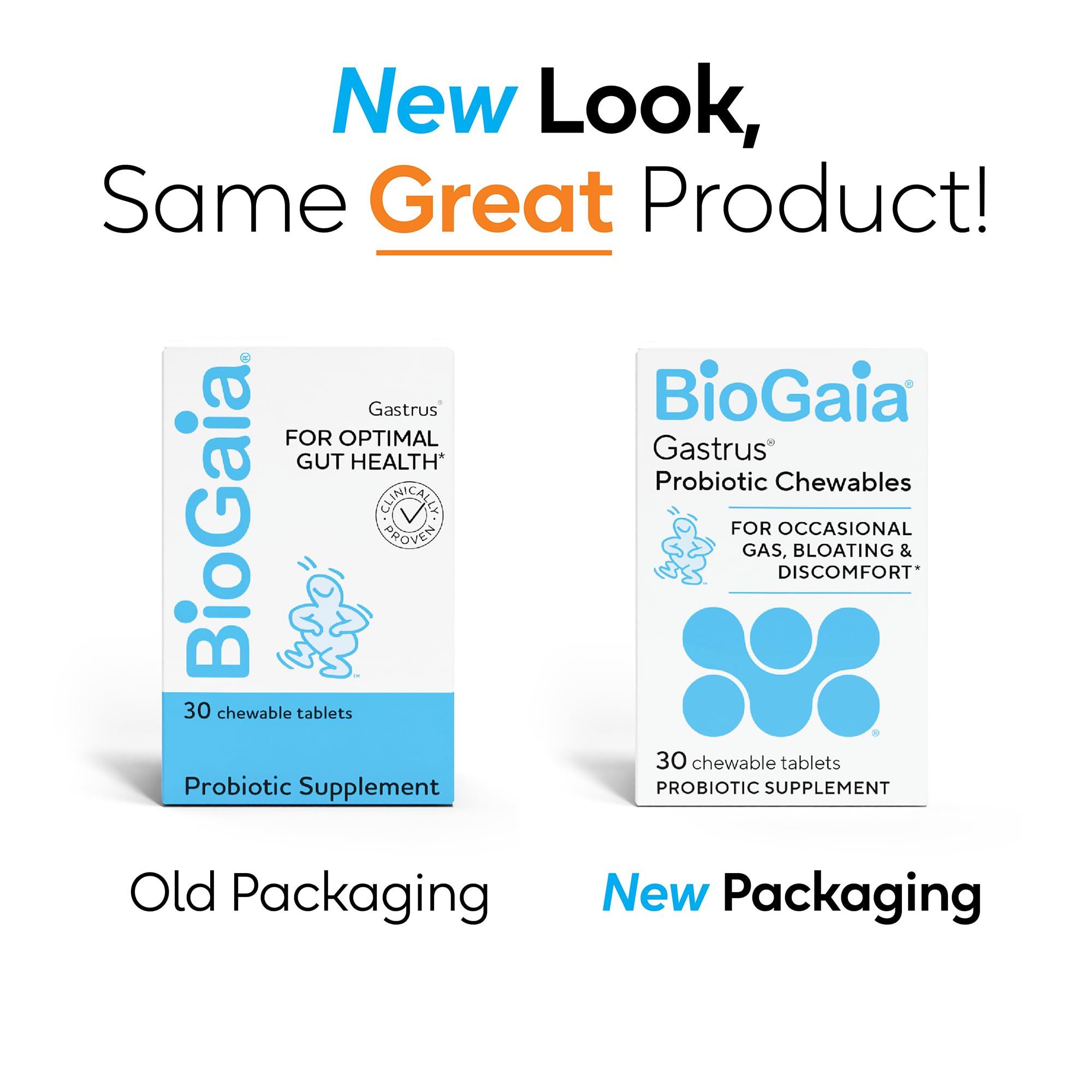 BioGaia Gastrus, botella trasera: información de cepas patentadas para microbioma equilibrado.