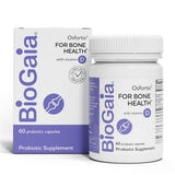 BioGaia Osfortis botella en primer plano, posible apoyo a la salud ósea femenina.