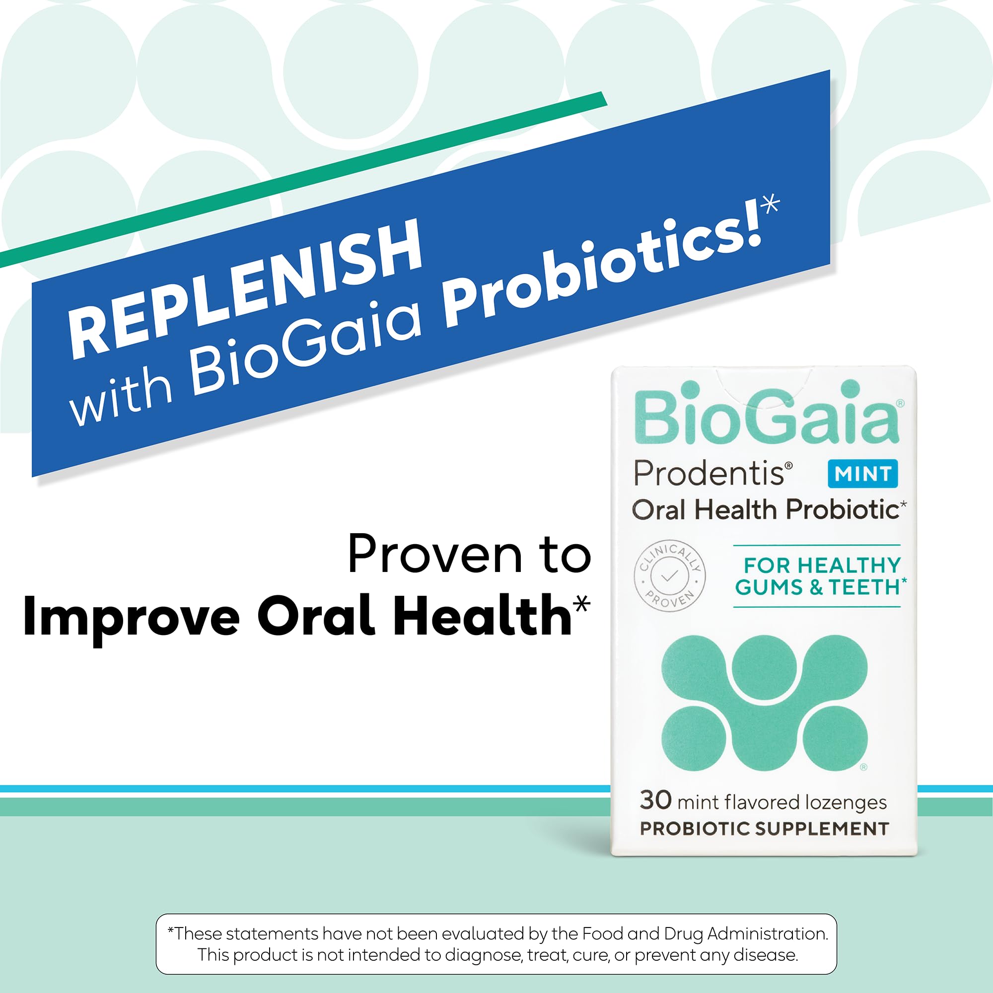 BioGaia Prodentis uso diario con sabor a menta para higiene bucal.