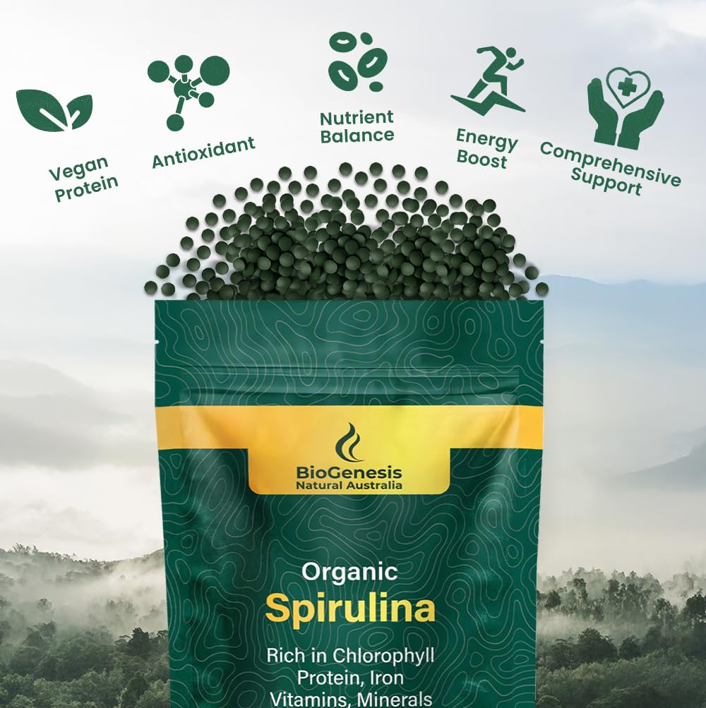 Biogenesis Spirulina Mini Tabletas dosis diaria fácil de tomar