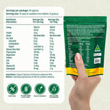 Biogenesis Spirulina Mini Tabletas primer plano de tableta para claridad de ingredientes