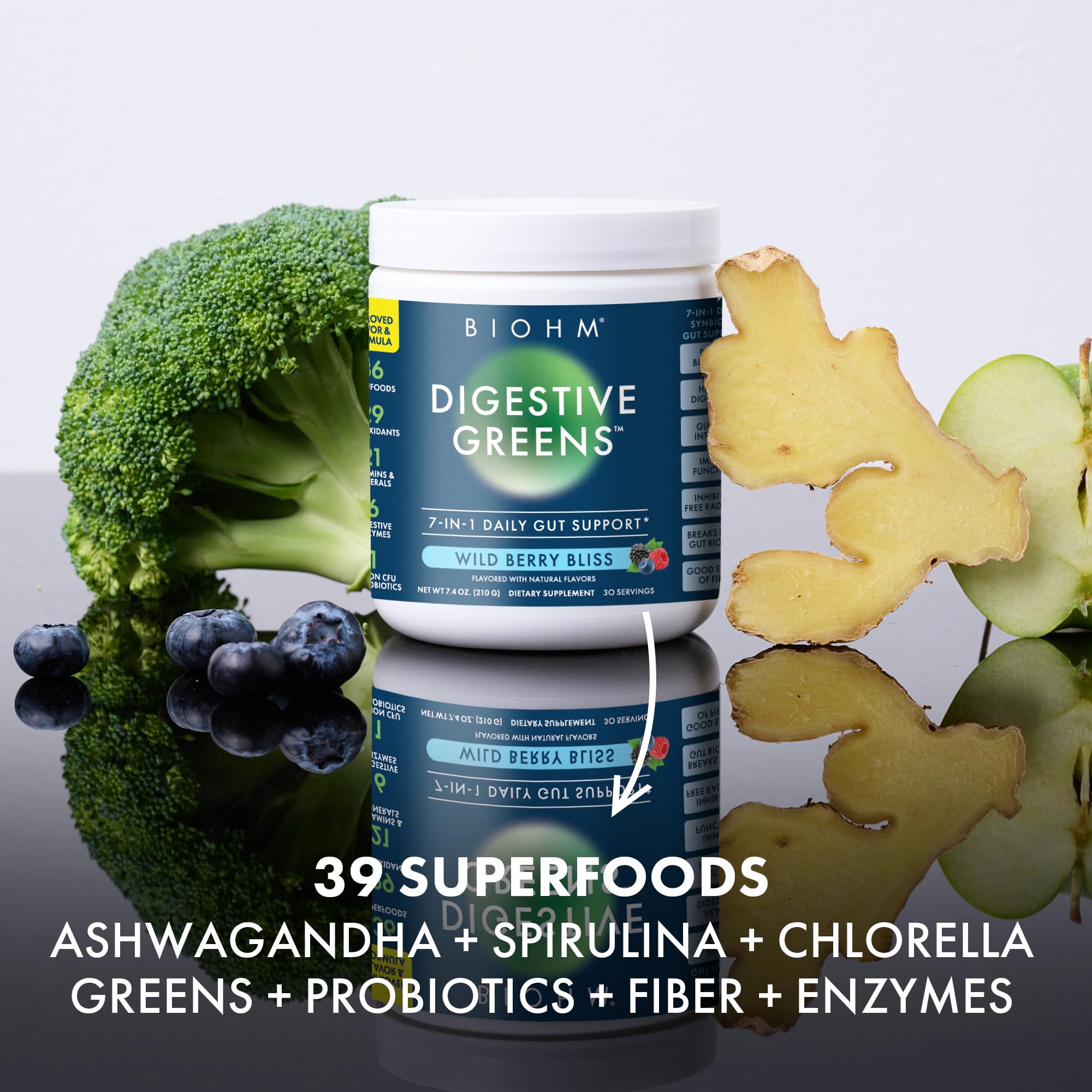 BIOHM Digestive Greens bolsa de mezcla para uso diario