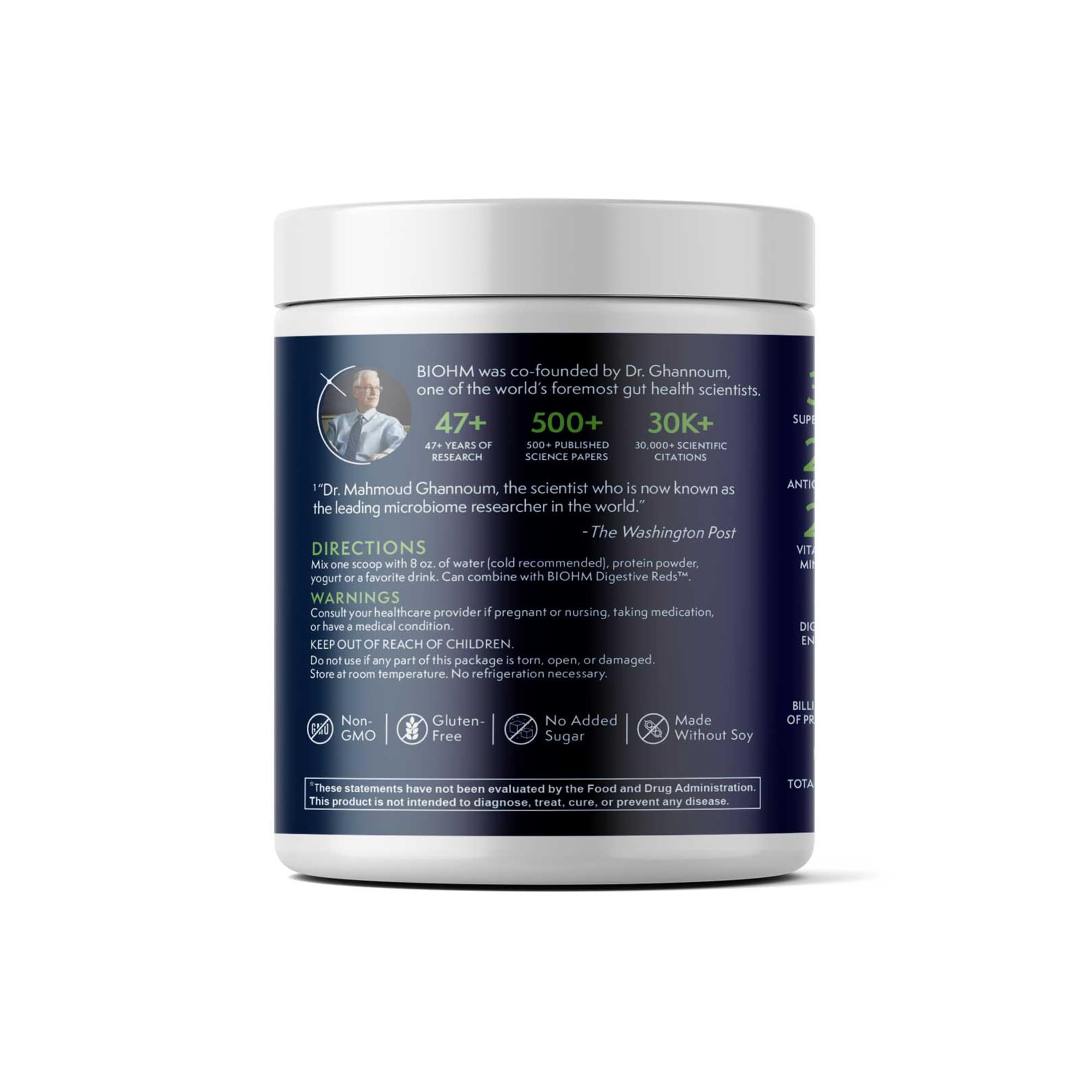 BIOHM Digestive Greens enzimas digestivas en la mezcla para apoyar la digestión diaria