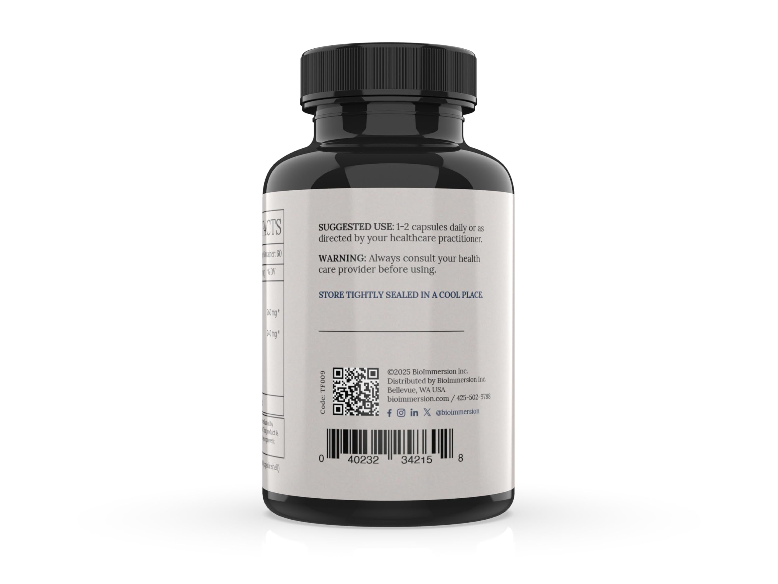BioImmersion Fructo Borate, etiqueta limpia con información clara.