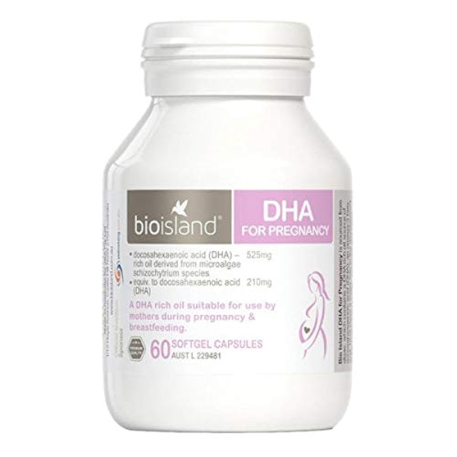Bioisland DHA para Embarazo: cápsulas de DHA a base de algas para apoyar el desarrollo cerebral