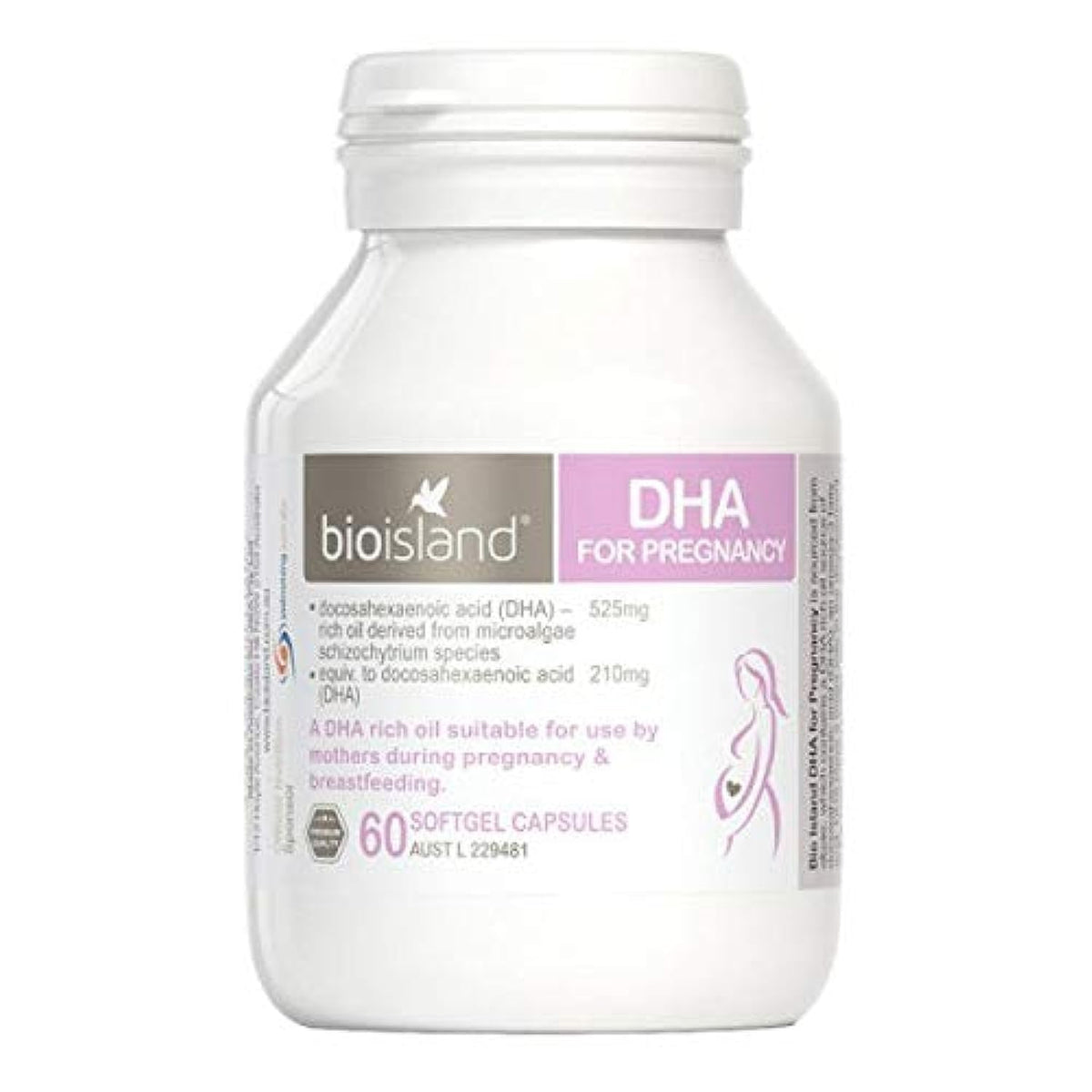 Bioisland DHA para Embarazo: cápsulas de DHA a base de algas para apoyar el desarrollo cerebral