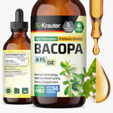 BIO KRAUTER Bacopa monnieri, botella de gotas, apoyo potencial para la concentración diaria.