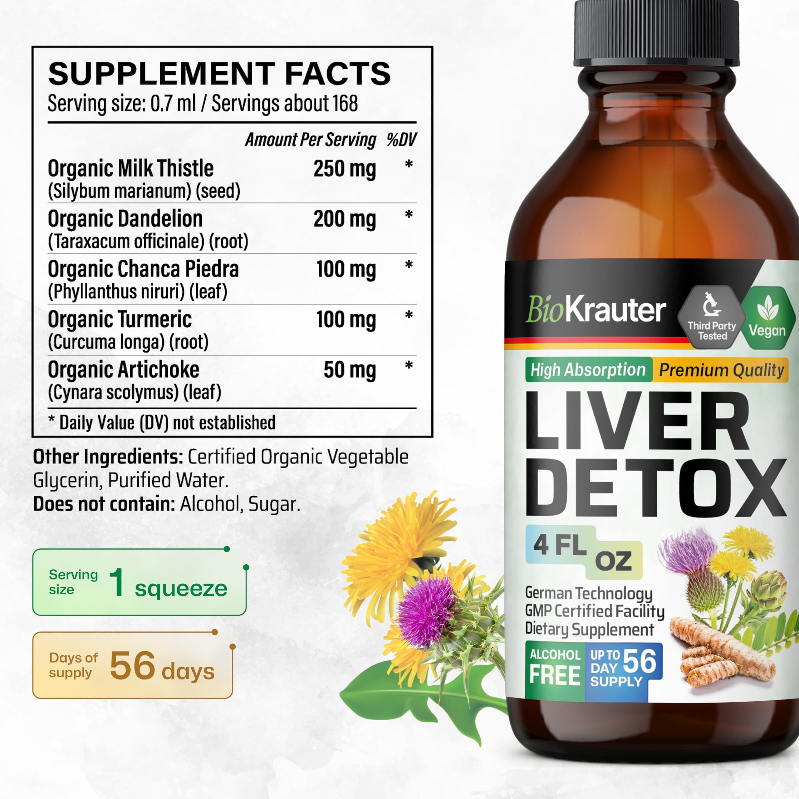 BIO KRAUTER Cardo Mariano, ingrediente clave para apoyo suave.