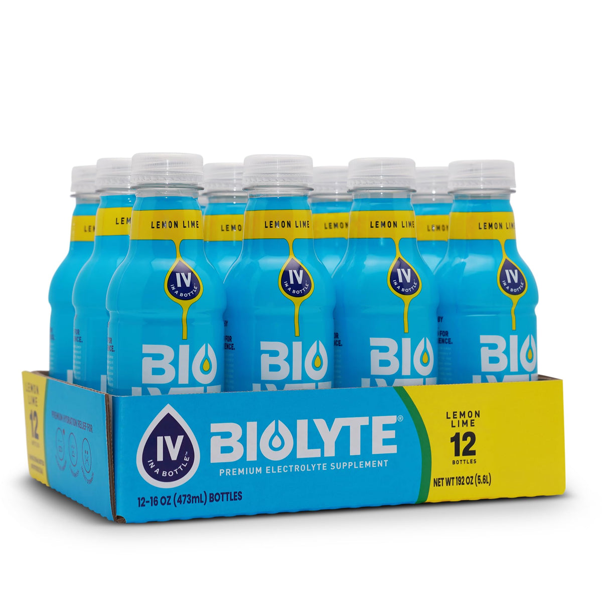 BIOLYTE bebida de electrolitos, botella frontal, hidratación rápida para días activos