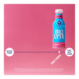 BIOLYTE etiqueta frutal destacando sabor y beneficios de hidratación.