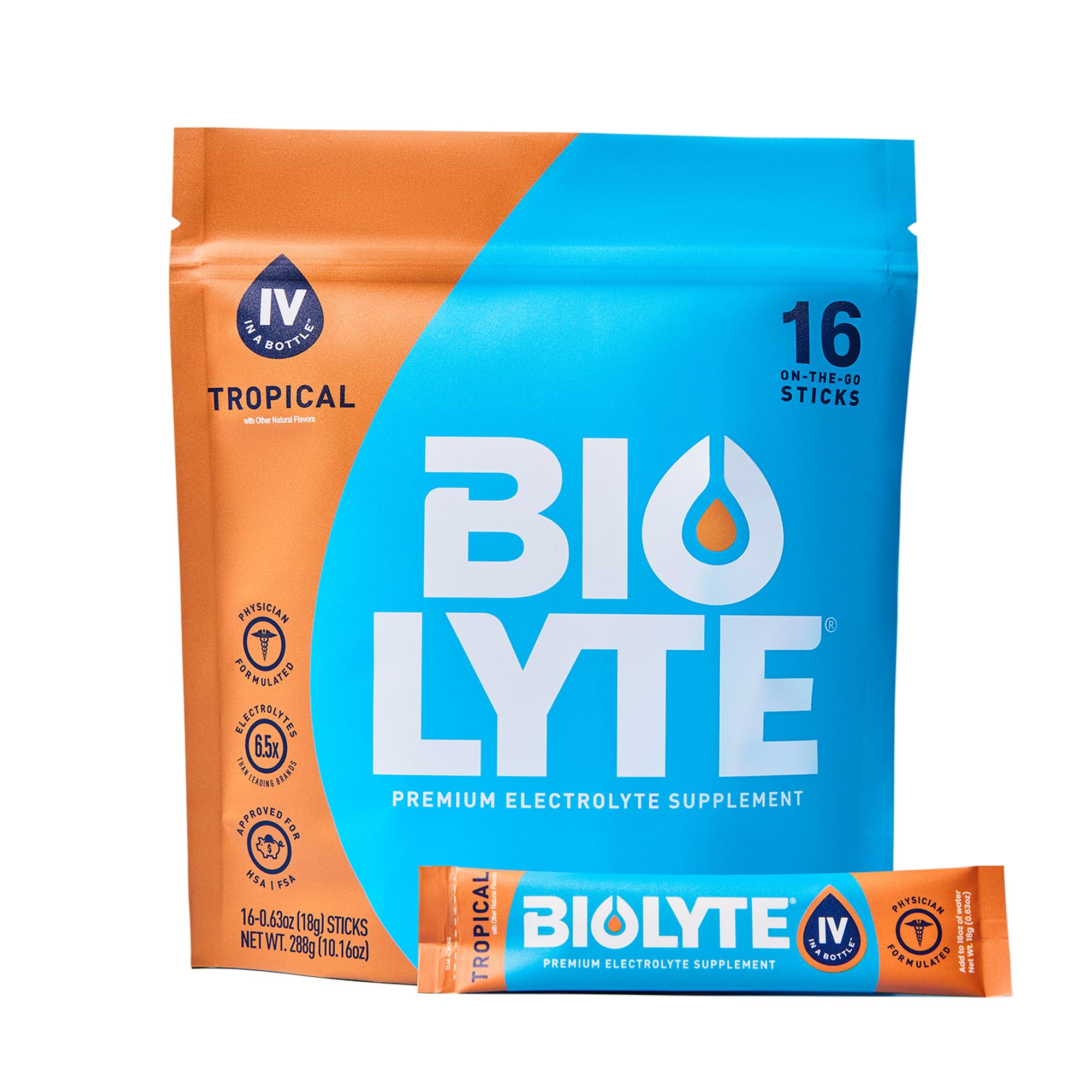 BIOLYTE sobre electrolito tropical para hidratación rápida en cualquier lugar