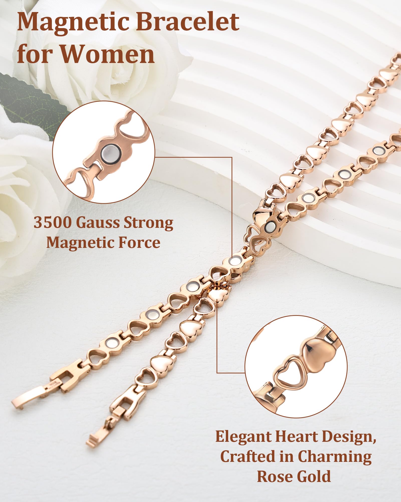 BioMag brazalete con 11 imanes de 3500 gauss cerca de la muñeca para confort