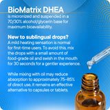 BioMatrix DHEA botella de 30 ml con porciones consistentes en cada gota