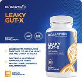 BioMatrix Leaky Gut-X etiqueta frontal, comunica beneficios sin promesas absolutas.