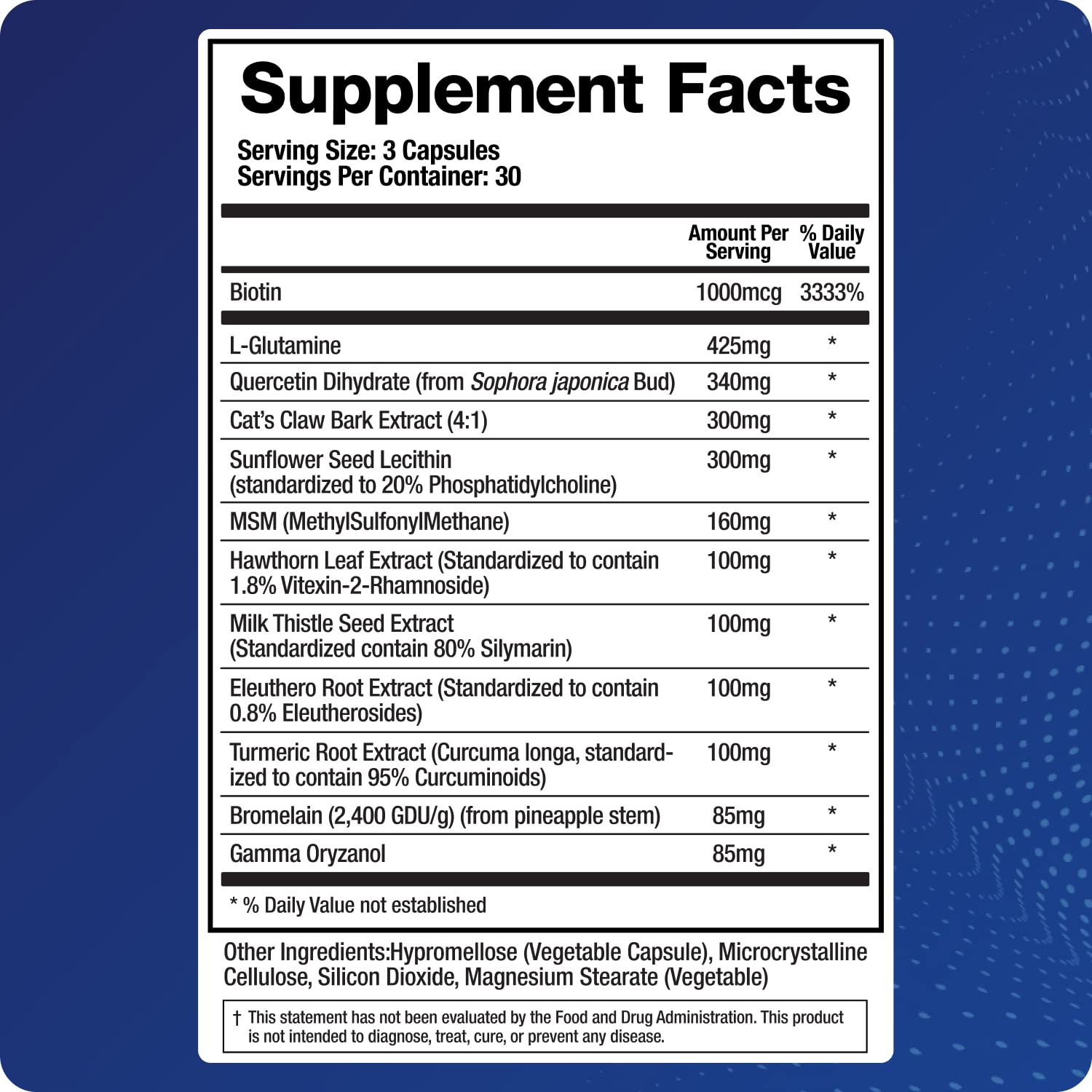BioMatrix Leaky Gut-X mezcla botanica, ingredientes clave para mucosa saludable.