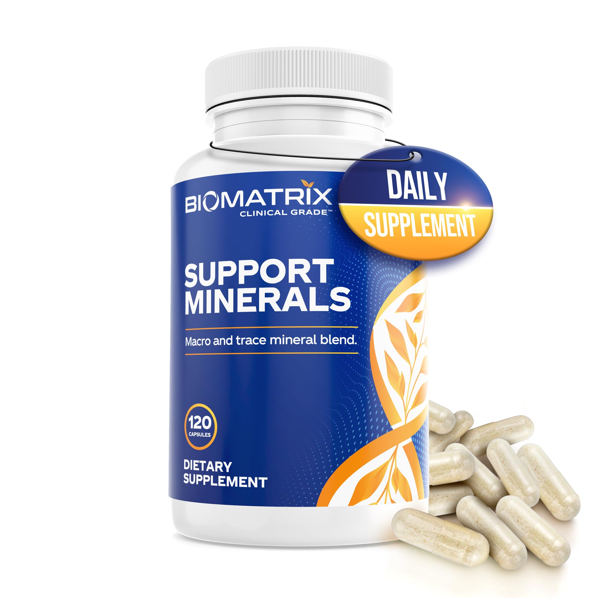 BioMatrix mineral suplemento botella, soporte para huesos y energia diaria.