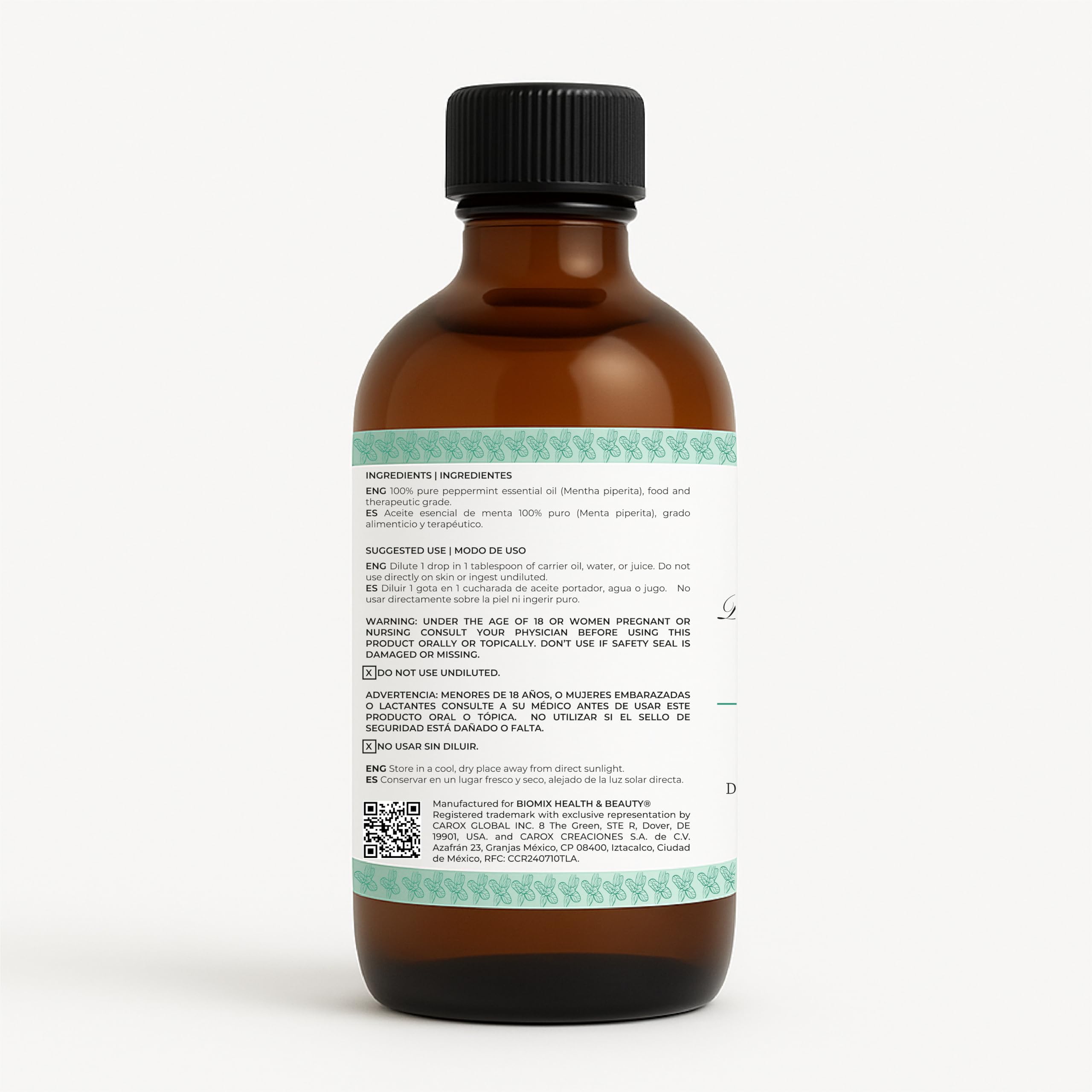 BIOMIX HEALTH & BEAUTY Menta: cuidado del cabello y cuero cabelludo con aceite esencial.