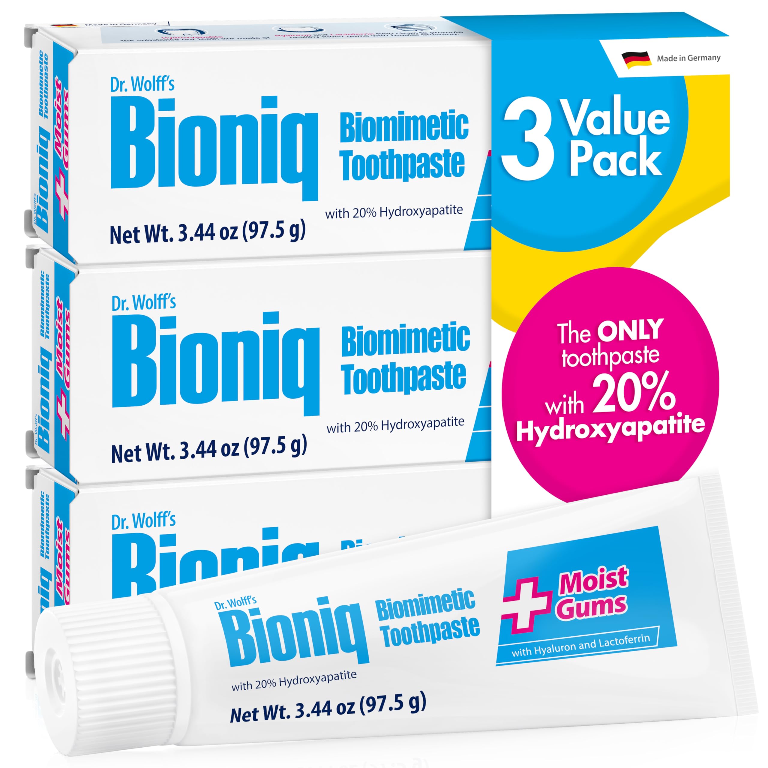 Bioniq Plus+ mostró hidroxiapatita 20% protegiendo el esmalte dental.