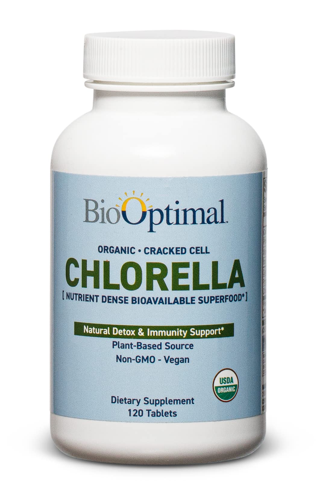 BioOptimal chlorella tabletas orgánicas envase fácil de usar