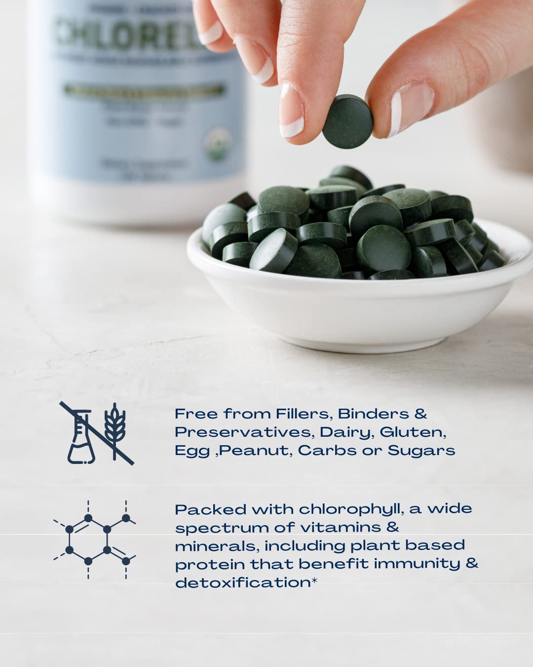 BioOptimal chlorella vegano certificado para bienestar