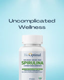 BioOptimal spirulina sin aditivos ni rellenos, pureza garantizada en cada tableta.