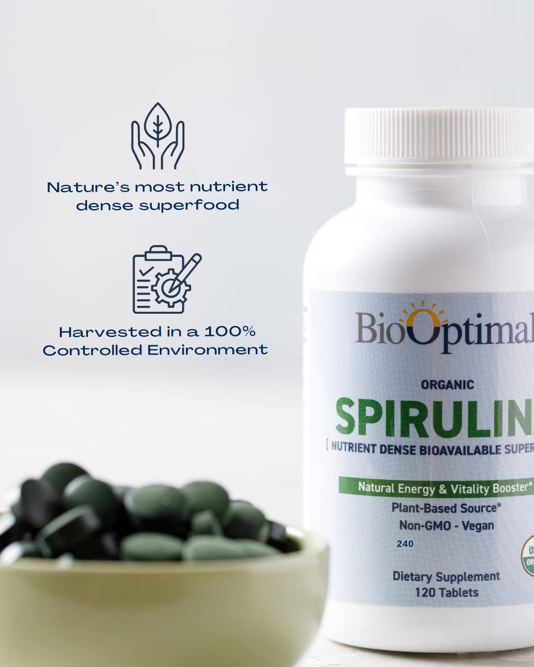 Prueba de terceros para metales pesados en BioOptimal Spirulina.