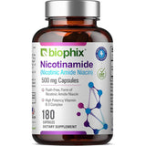 Biophix B-3 Nicotinamida, frasco de cápsulas, apoyo a la salud de la piel.