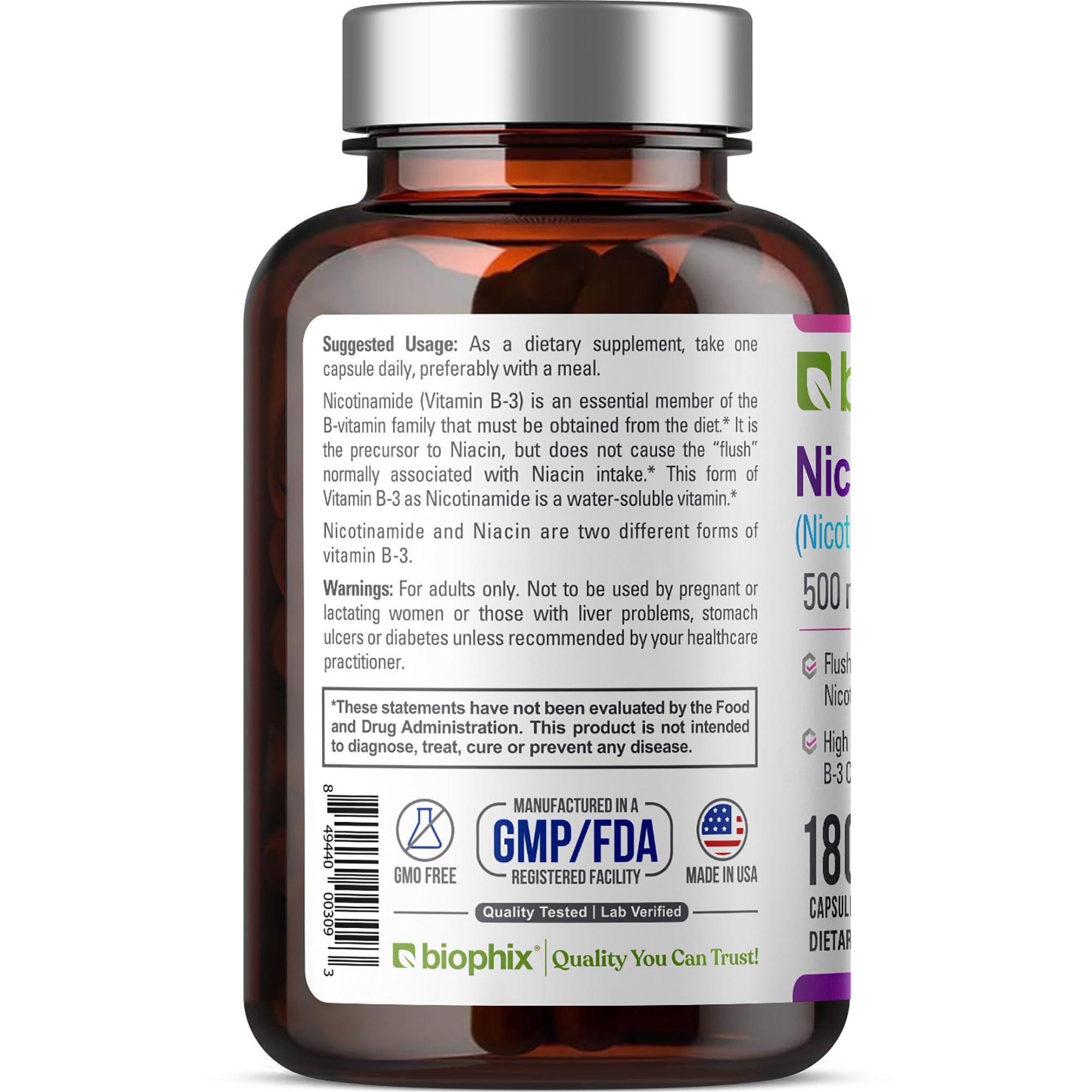 Biophix B-3 Nicotinamida, envase listo para uso diario.