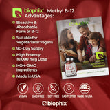 Pastillas sabor cereza Biophix Methyl B-12 para energía diaria.