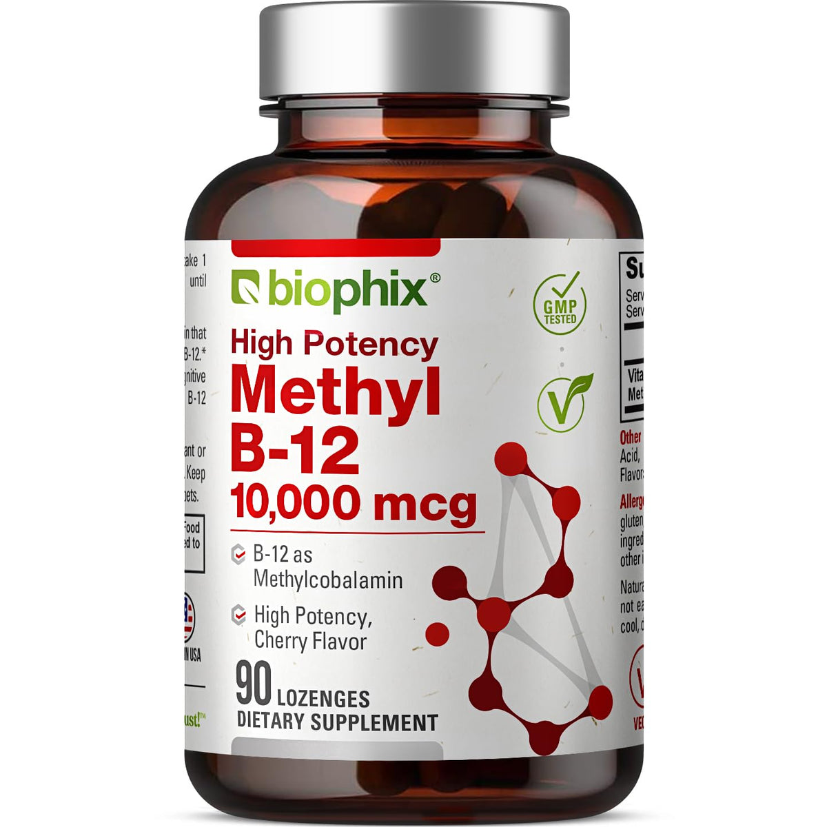 Biophix Methyl B-12, pastillas sabor cereza, soporte nervioso.