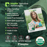Biophix Spirulina con sabor cereza negra polvo fino, mezcla suave en bebidas