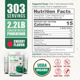 Biophix Spirulina con sabor cereza negra en taza batido, disfruta sabor natural