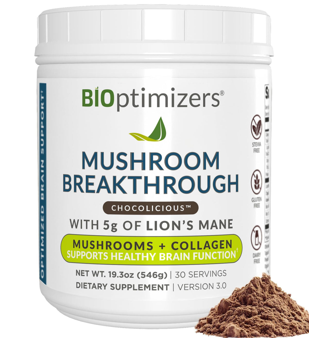 BIOptimizers alternativa cafe hongos chocolate empaque limpio para uso diario