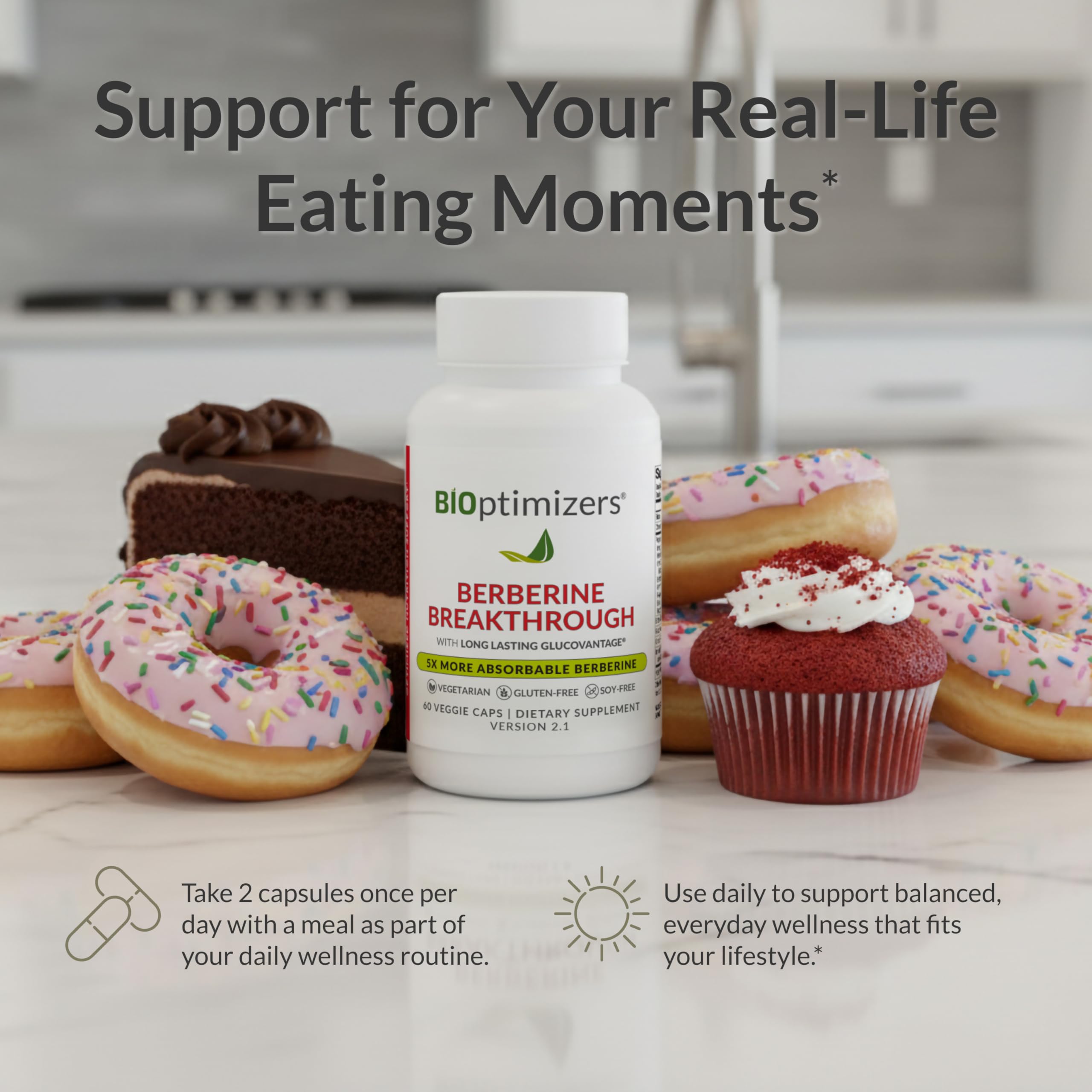BIOptimizers Berberine Breakthrough: etiqueta clara para revisar ingredientes vegetales y alérgenos.