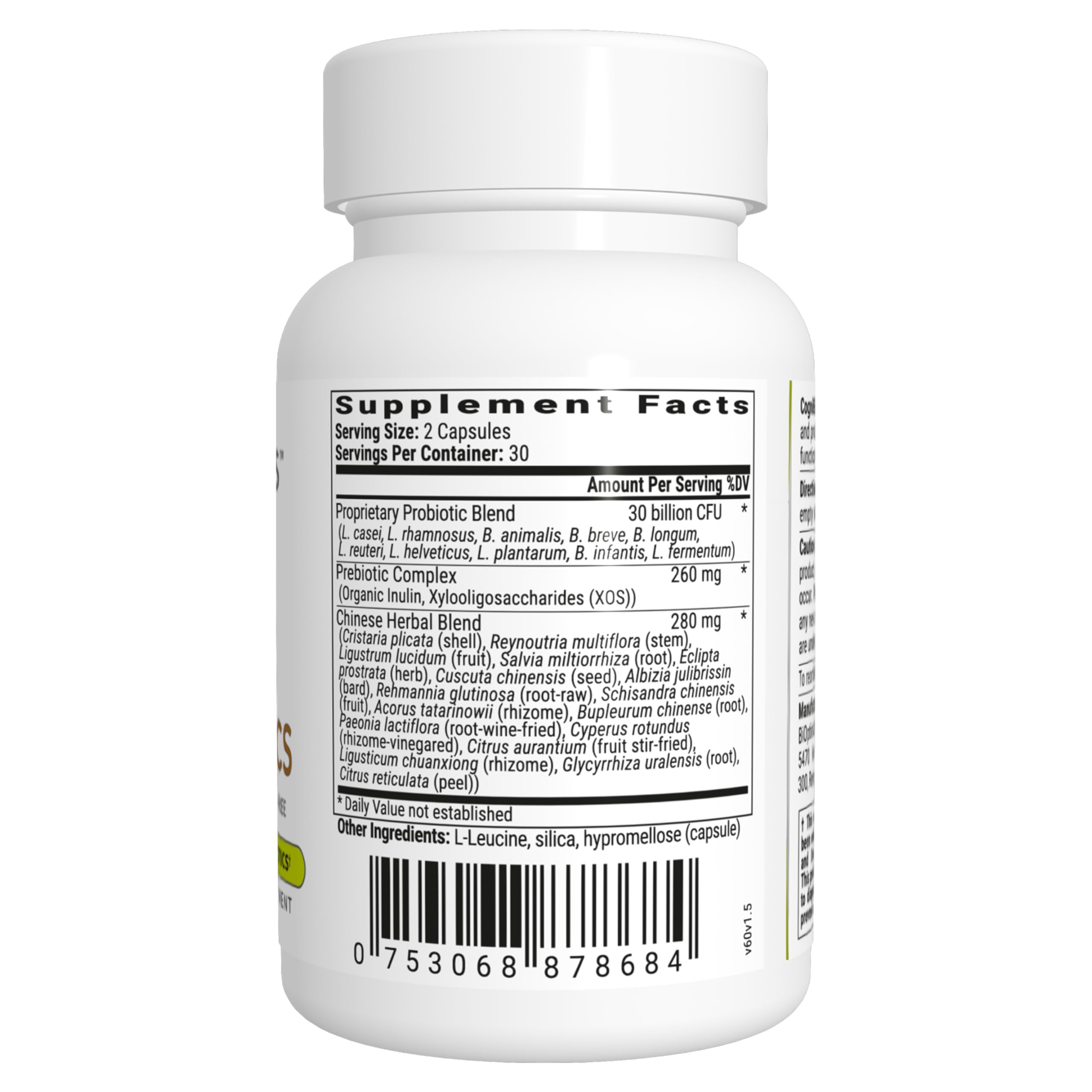 BIOptimizers Cognibiotics: etiqueta del producto, información clara para integración diaria.